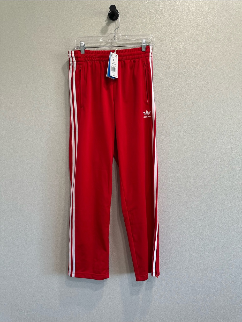 NWT Adidas Firebird track pants red/white size small